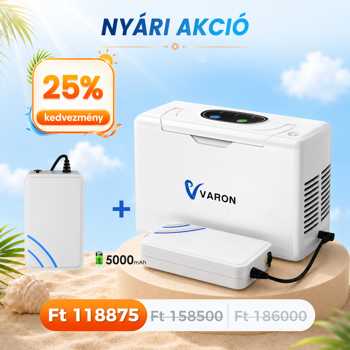 VARON VL-2 Light 3L / perc folyamatos konnyu oxigen koncentrator, CE-jóváhagyás
