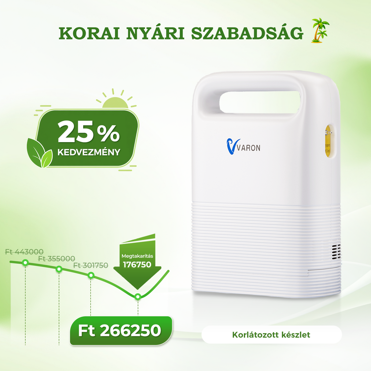 VARON VP-2 Pulse Portable Oxygen Concentrator | 93% Oxygen, Long Battery Life, CE Approved 
