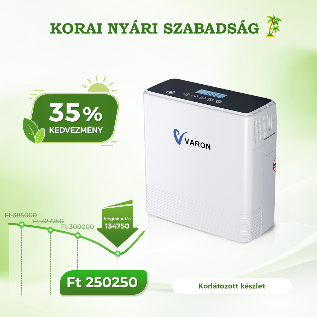 VARON VP-6 Tragbarer Sauerstoffkonzentrator für kontinuierliche Sauerstoffzufuhr | 1-6 l/min Durchflussrate, CE-Zulassung