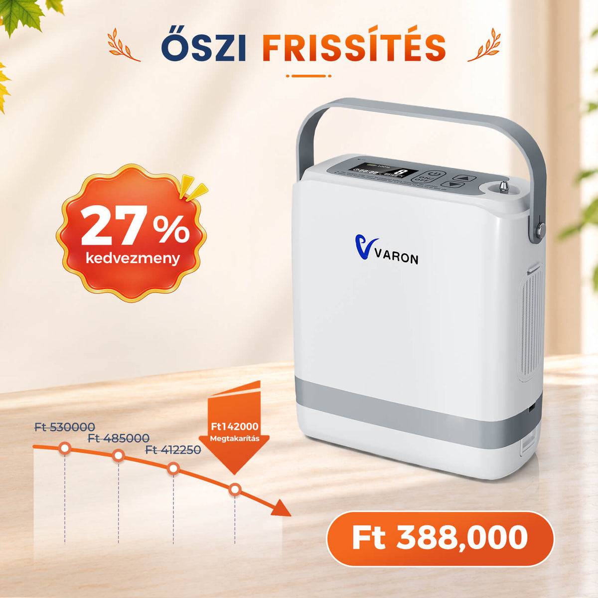 VARON VP-8G | Hordozhato oxigen koncentrator (1-8 beállítás)