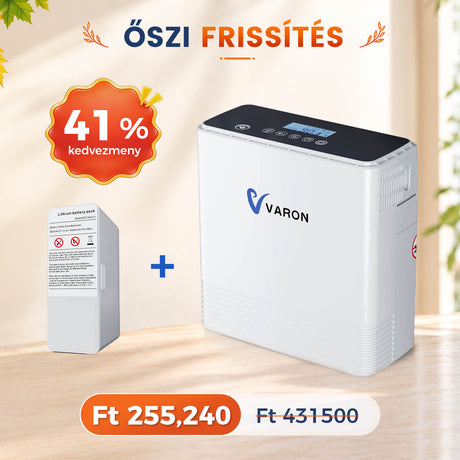 VARON VP-6 folyamatos hordozható oxigénkoncentrátor | 1-6L / perc áramlás, CE-jóváhagyás