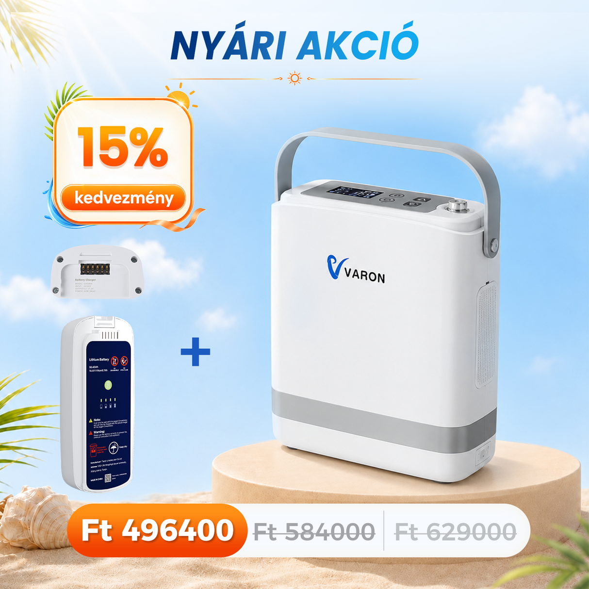 VARON VP-8G | Hordozhato oxigen koncentrator (1-8 beállítás)